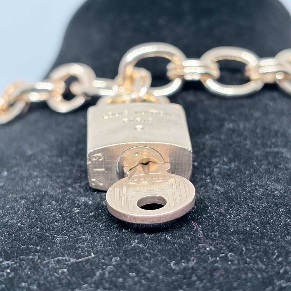 Authentic Louis Vuitton Lock & Key #219 w/ a Gold Figaro Necklace - Copper Key - Picture 7 of 7
